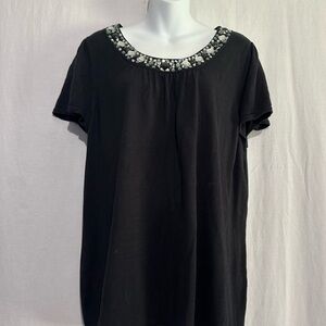 Lane Bryant Womens Crystal Embellished Black Blouse 18/20